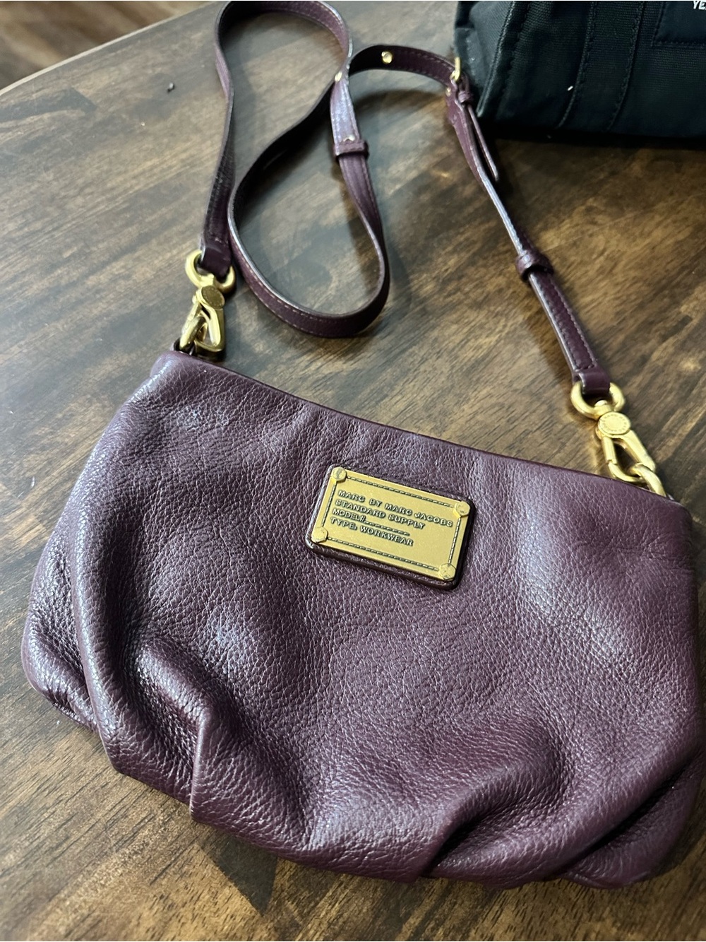 Marc by Marc Jacobs, plum pebbled leather Classic Q Percy crossbody bag